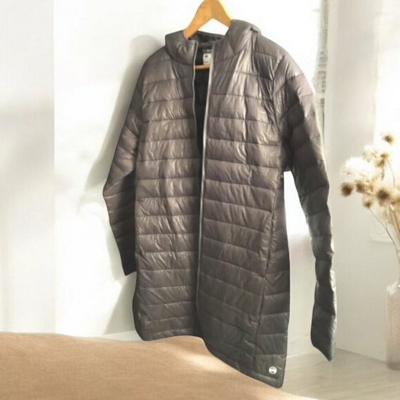 NWT WIND RIVER Mid-length Puffer Parka Light-weight Hooded Jacket Gray - Picture 4 of 15